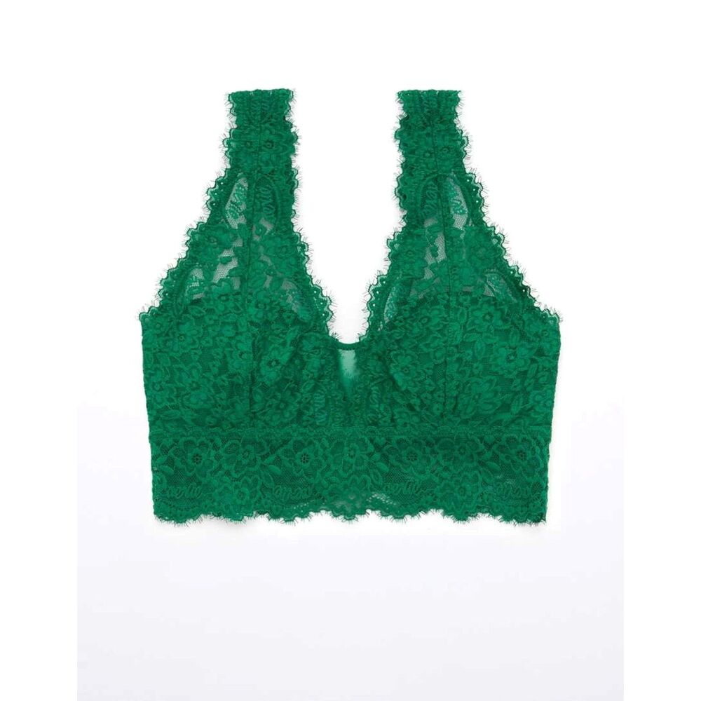 NEW Aerie women Bralette Medium DD 34 DD DDD Eyelash lace bra convertible green